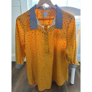 Chico's Shirt Womens 3 US 16 Yellow No-Iron Chic Stretch Popover Tunic Top